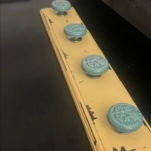 Vintage Yellow and Green Wall Hook Rack